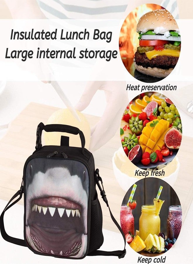7-Mi KIds Insulated Lunch Bags For Food Children 3D Shark Lunch Tote Box Meals With Shoulder Adjustable Strap And Water Bottle Holder - Image 5